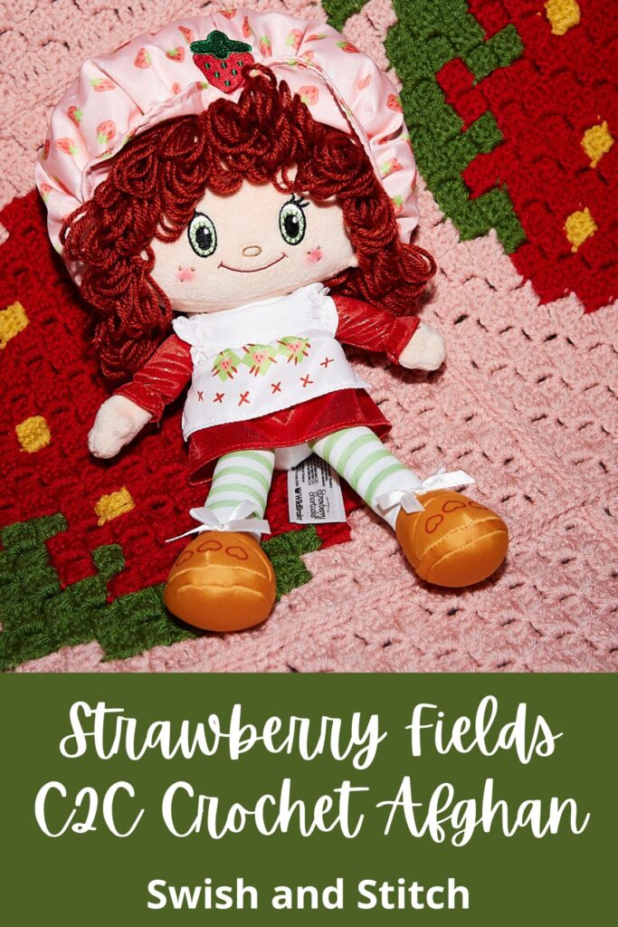 Strawberry Fields Afghan C2C Crochet - Pinterest Image