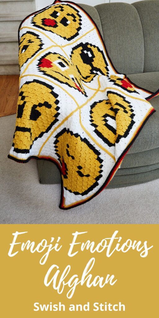 Emoji Emotions C2C Crochet Afghan - Pinterest image