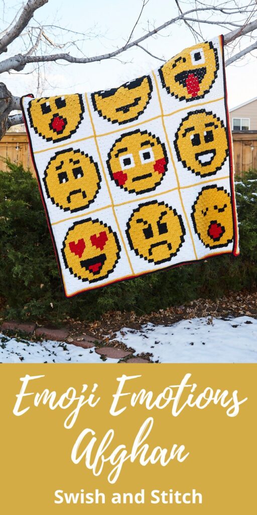 Emoji Emotions C2C Crochet Afghan - Pinterest image