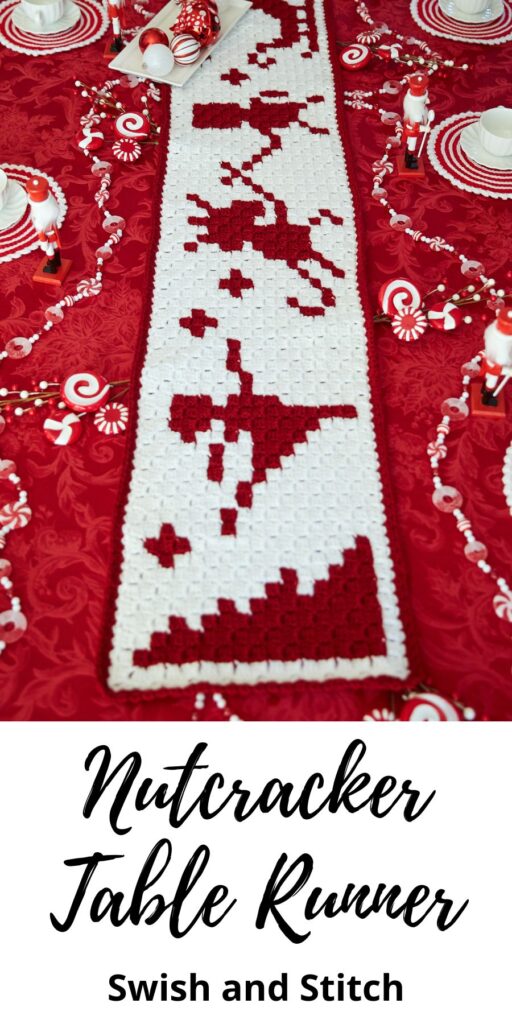 Nutcracker Silhouette C2C Crochet Table Runner - Pinterest Image 