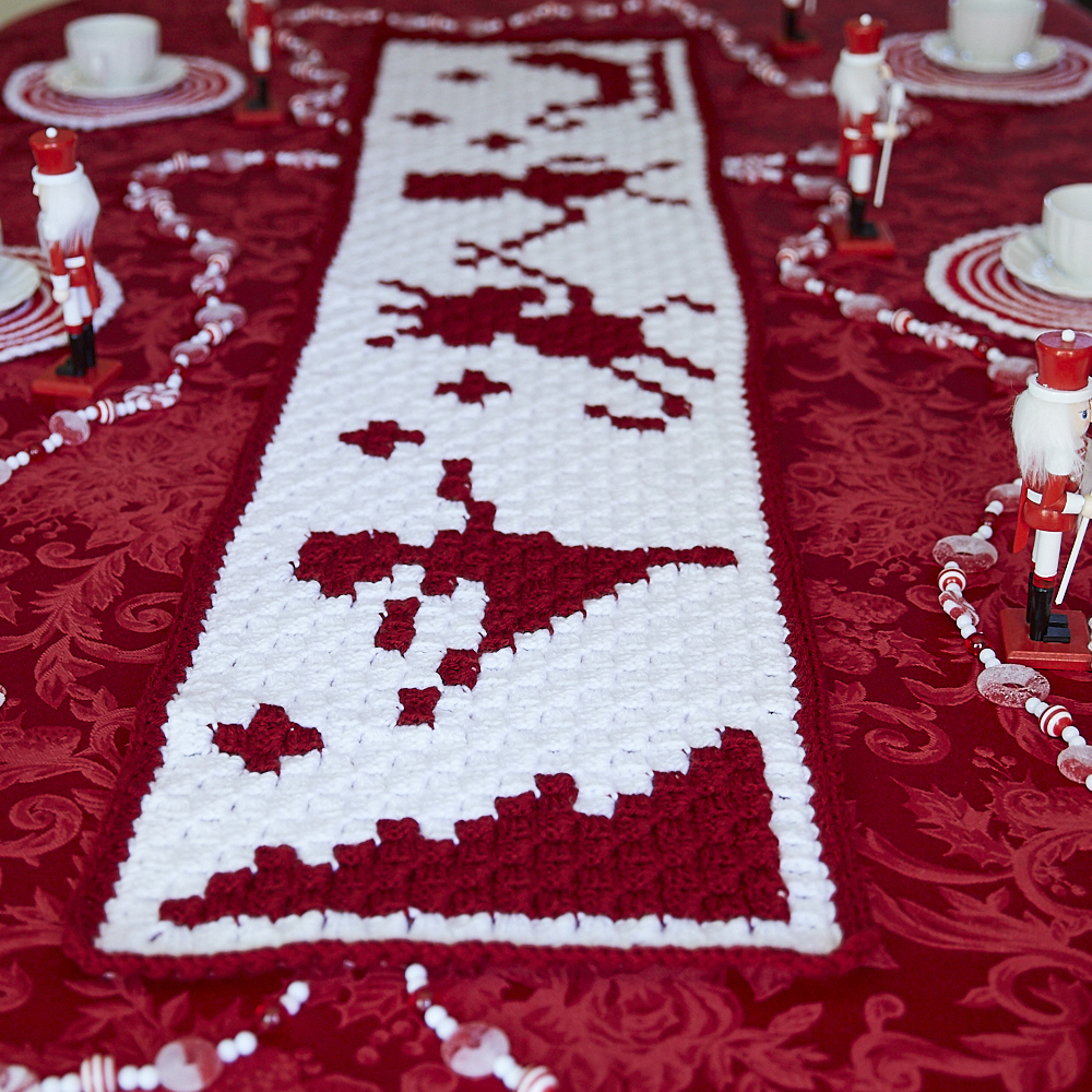 Nutcracker Silhouette C2C Crochet Table Runner