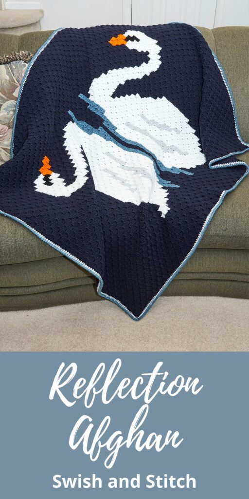 Refelction Swans C2C Crochet Afghan - Pinterest Image 