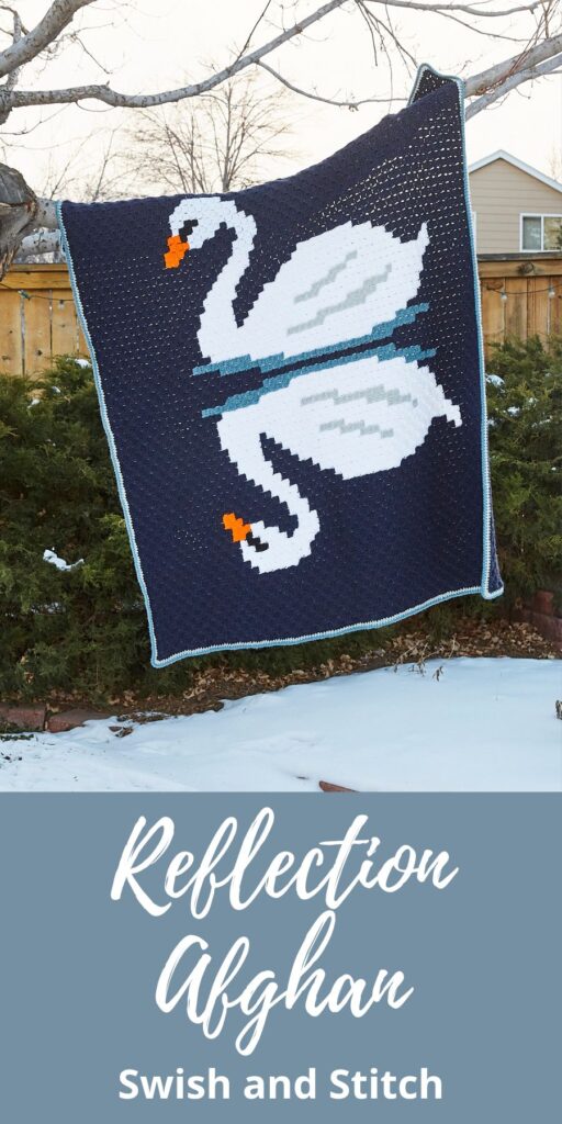 Refelction Swans C2C Crochet Afghan - Pinterest Image