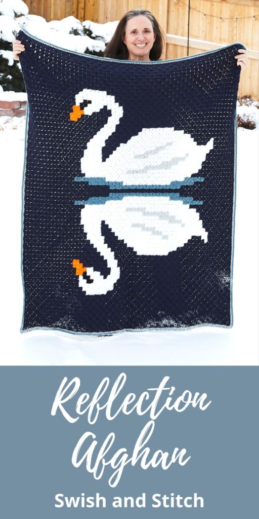 Refelction Swans C2C Crochet Afghan - Pinterest Image