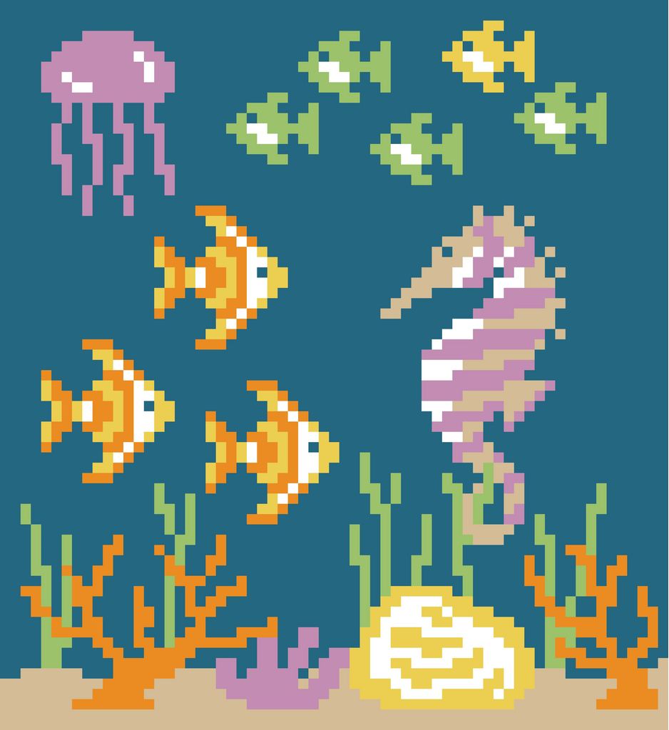 Coral Reef C2C Crochet Afghan - Layout
