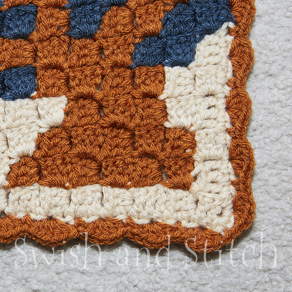 Coral Reef C2C Crochet Afghan - border closeup