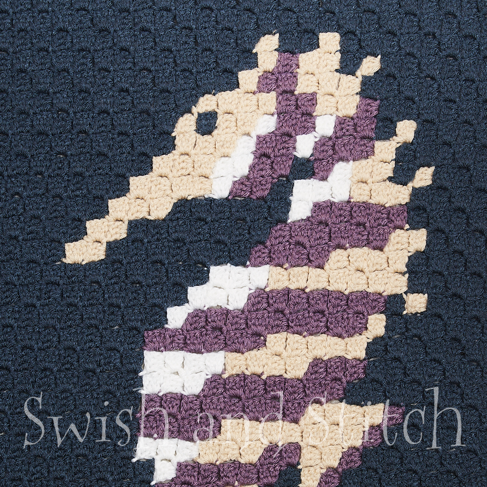 Coral Reef C2C Crochet Afghan - seahorse closeup