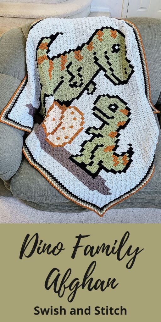 Dinosaur family afghan Pinterest image