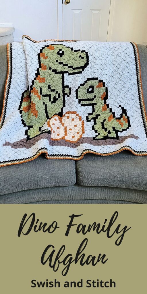 Dinosaur family afghan Pinterest image