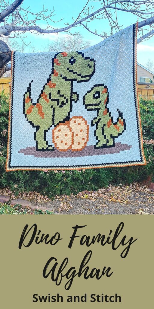 Dinosaur family afghan Pinterest image