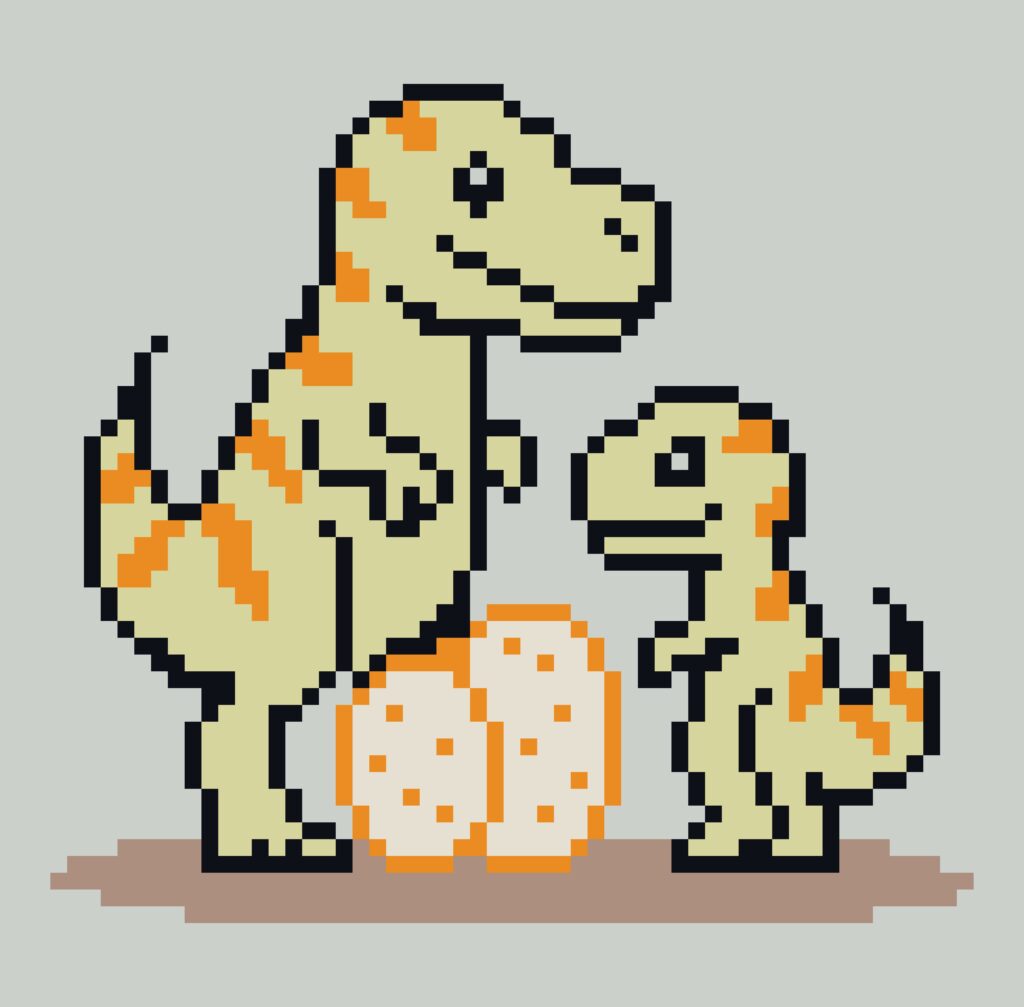 Dinosaur family mother and baby with eggs blanket layout