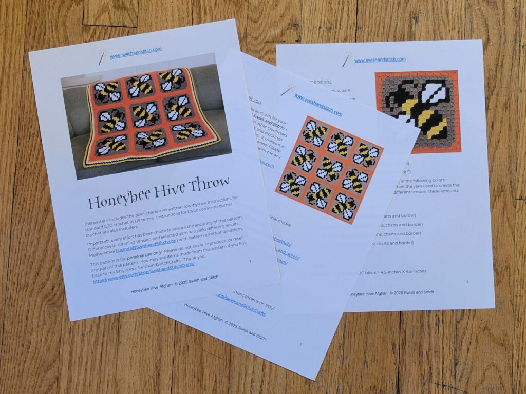 Honeybee blanket instruction PDF