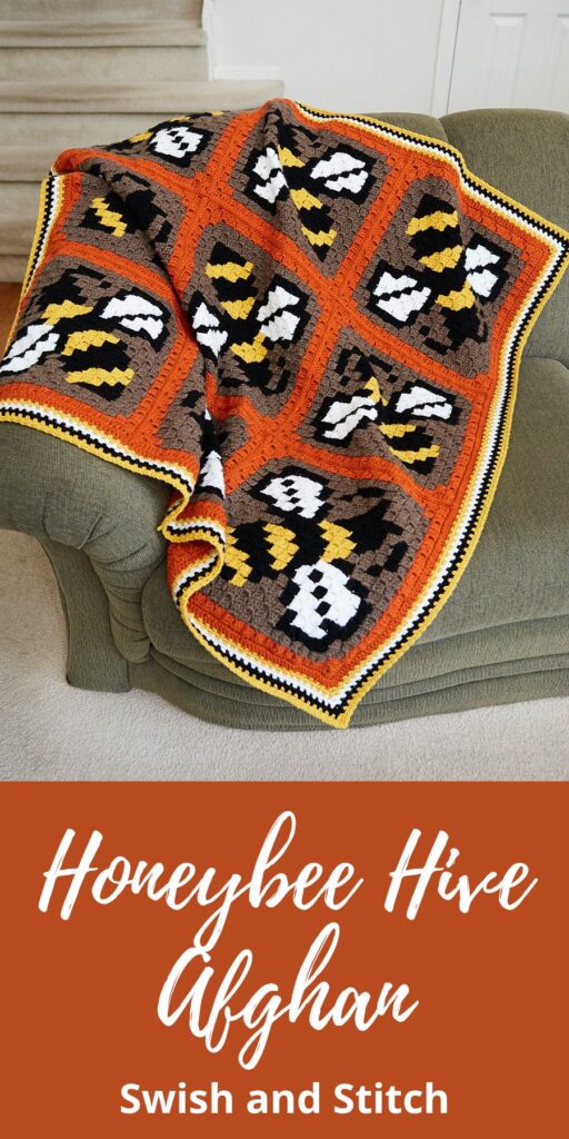Honeybee Hive Afghan Pinterest image
