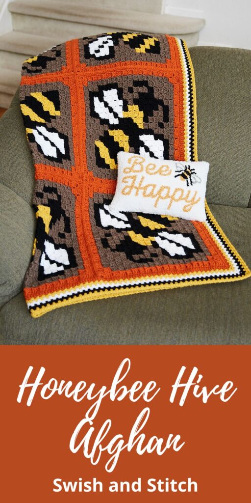 Honeybee Hive Afghan Pinterest image
