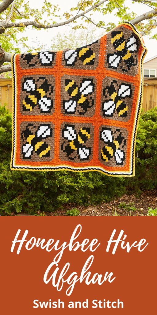 Honeybee Hive Afghan Pinterest image