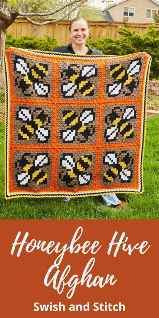Honeybee Hive Afghan Pinterest image