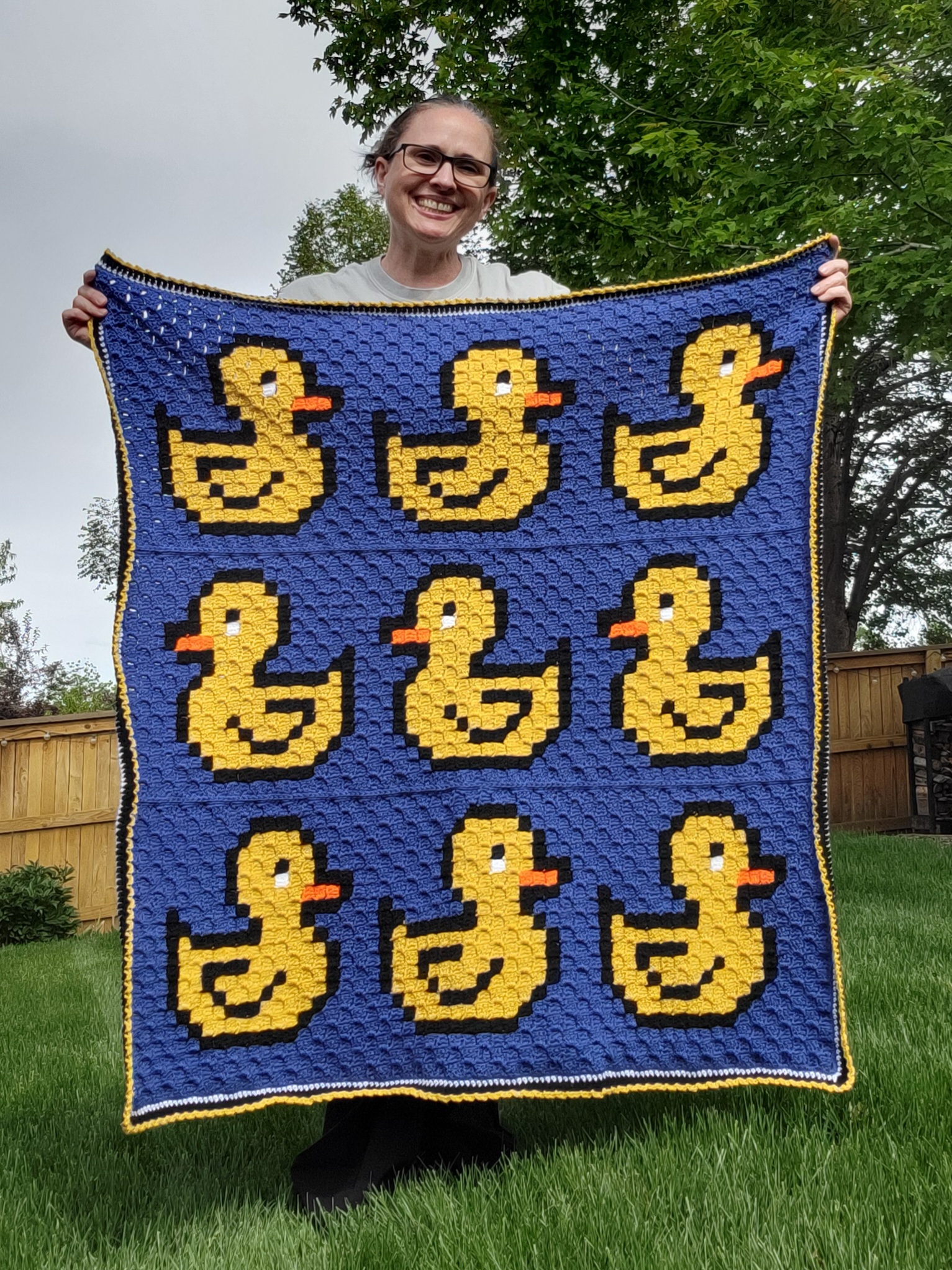 Ducks in a Row C2C Crochet Afghan - with designer